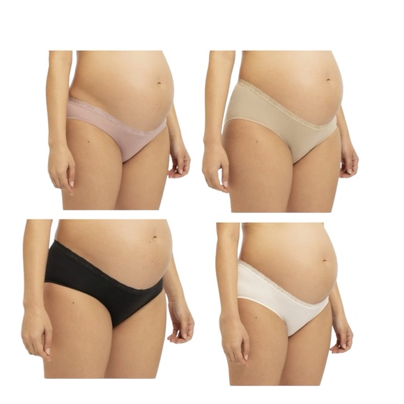 4-Pair Destination Maternity Lace Cooling Seamless Under Belly Bikini Panties - Picture 3 of 13